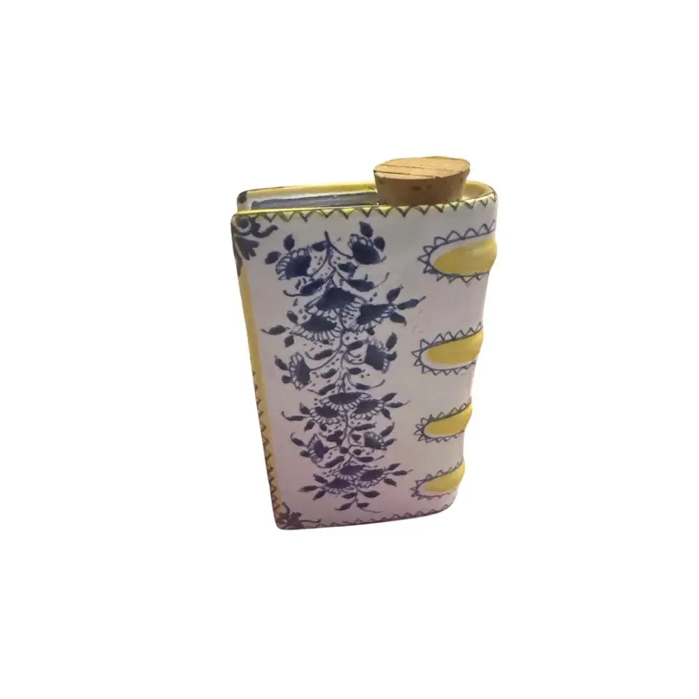 Metropolitan Museum of Art Glazed Ceramic Handpainted Book Flask Vase Portugal